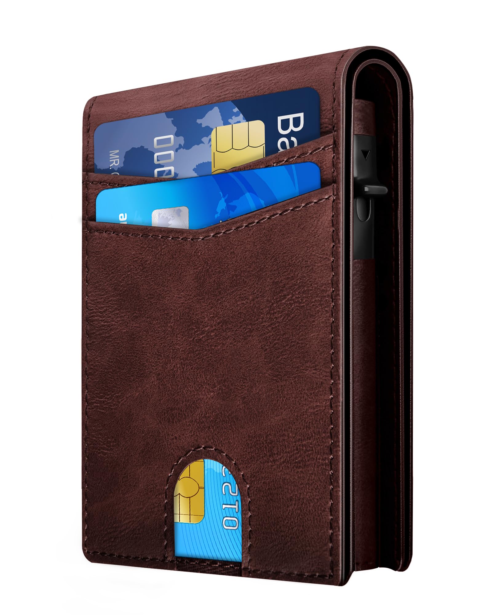 2026 Wallet for Men - RFID Blocking [Functional & Practical] Bifold Slim Minimalist Credit Card Holder Pop Up Wallet Metal Case with Cash Slot, Front Pocket with ID Window, Gift Boxed (Carbon Fiber)