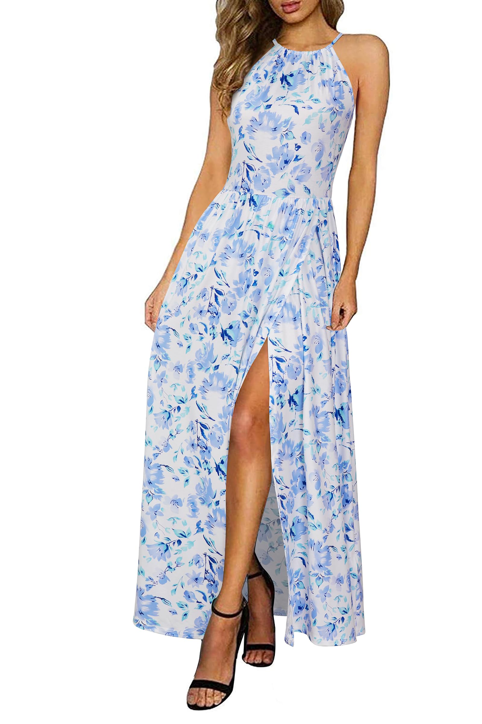 KILIG Women's Summer Floral Beach Flowy Split Maxi Long Dresses