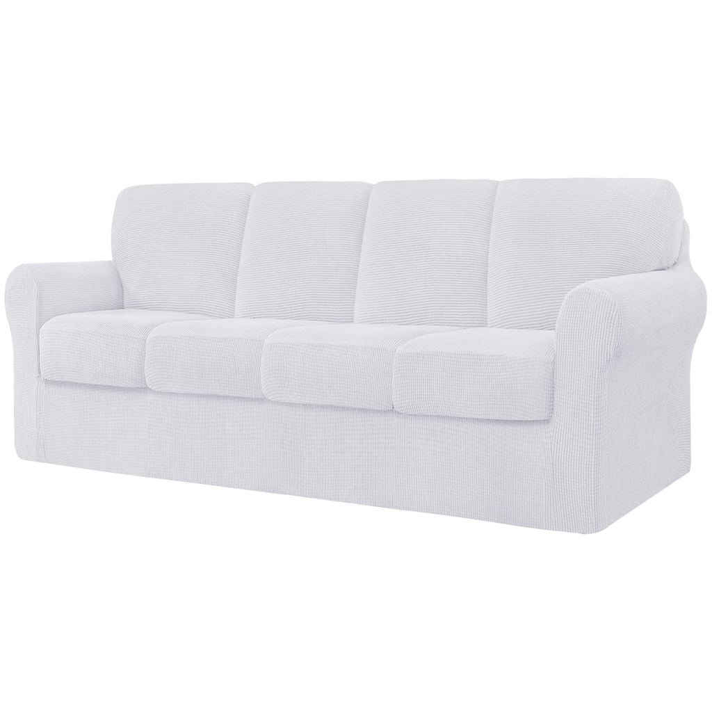 CHUN YI 7 Piece Couch Covers Sofa Covers Washable, Stretch Sofa Slipcovers for 3 Cushion Couch with Seperate Backrest and Cushion Covers, Anti Slip Furniture Protector for Dogs Pets (Large, Grey)