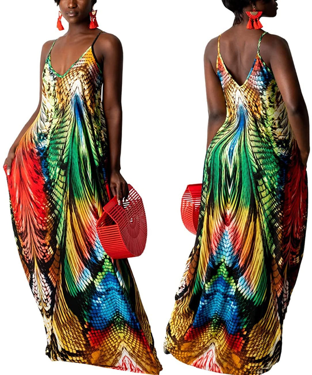 BessCops Summer Maxi Dresses for Women 2026 Plus Size Sundresses Casual Fashion Sleeveless Loose Long Sexy Dress with Pockets