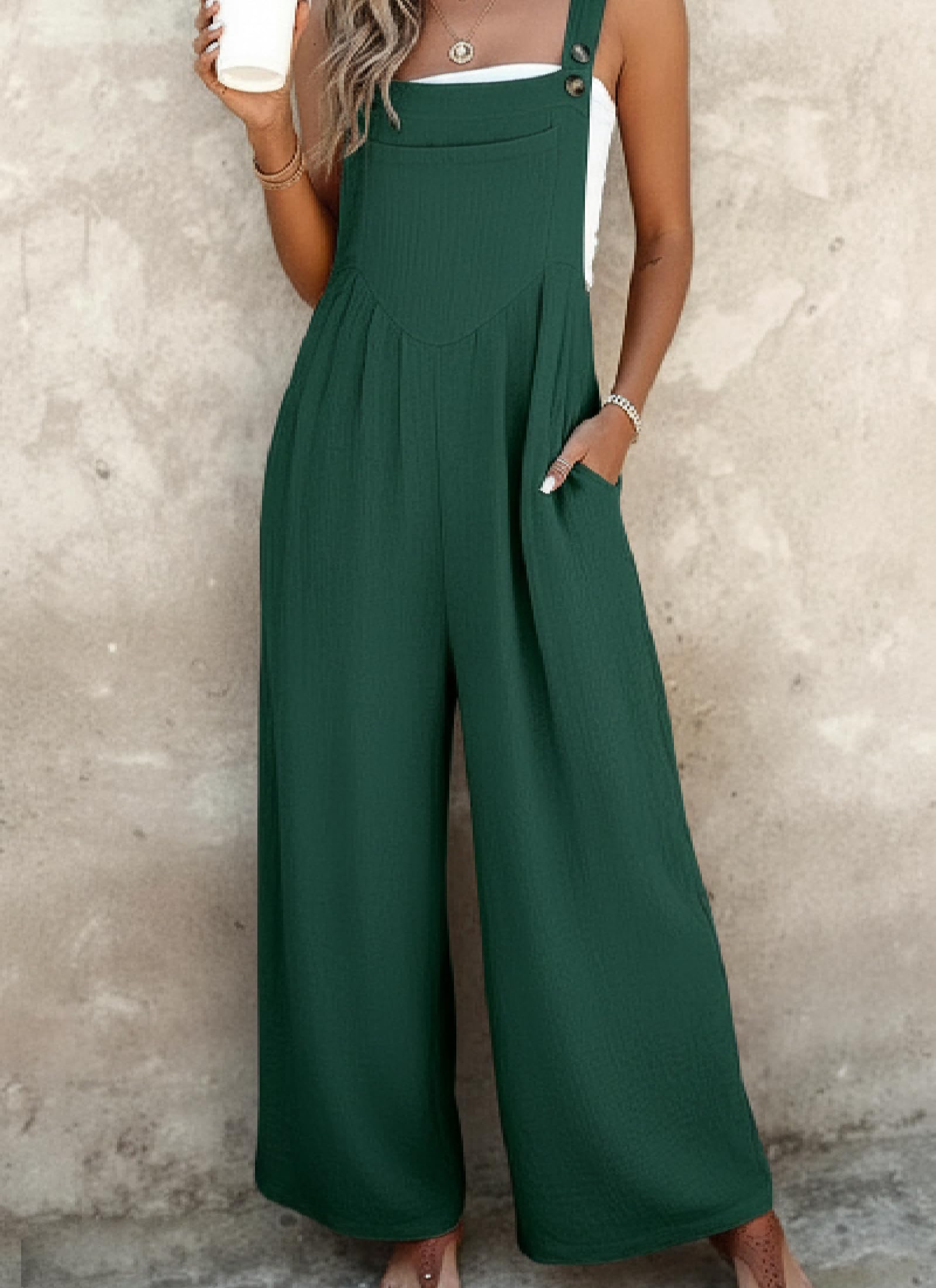 Women's Jumpsuits 2026 Summer Floral Overalls One Piece Outfits Sleeveless Wide Leg Pants Rompers with Pockets