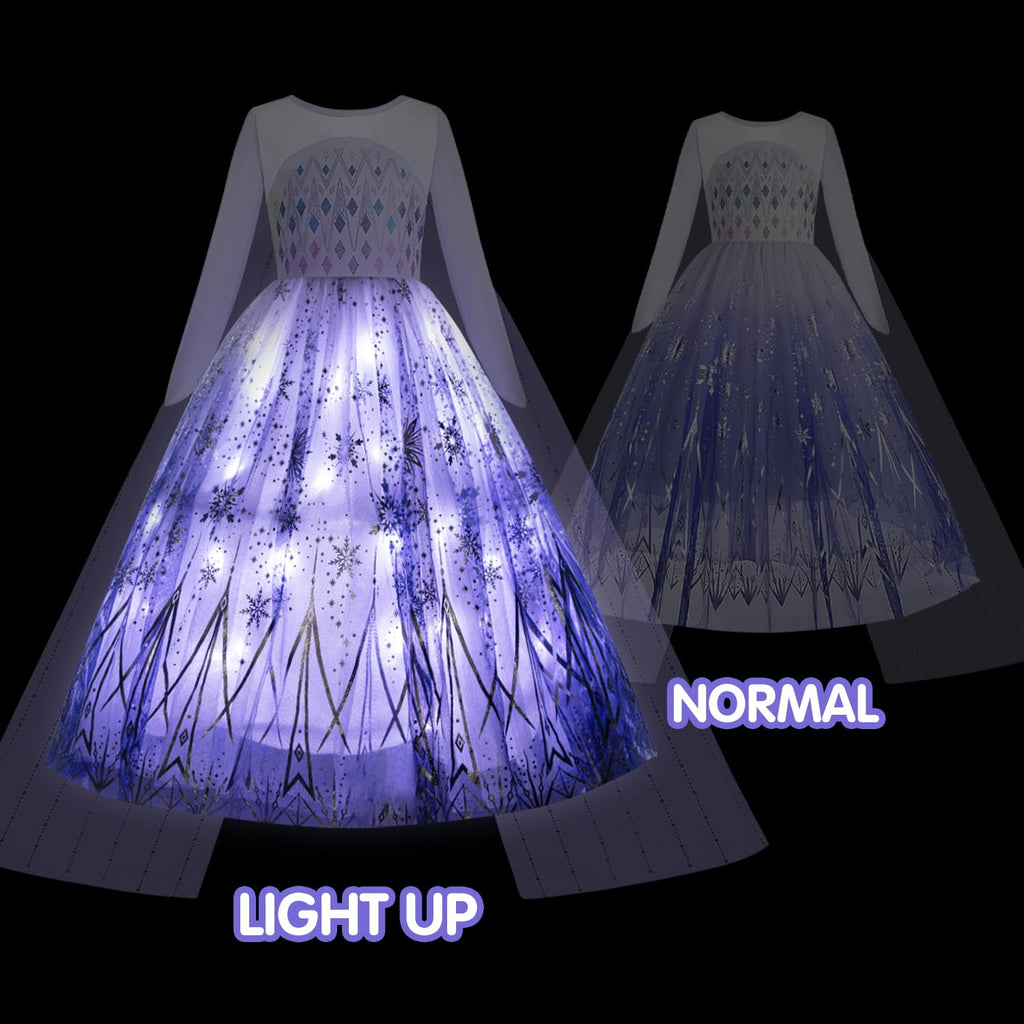 Princess Costume for Girls, RGB Light Up Princess Dress up Birthday Syncs Music App Control, Halloween costume 3-9