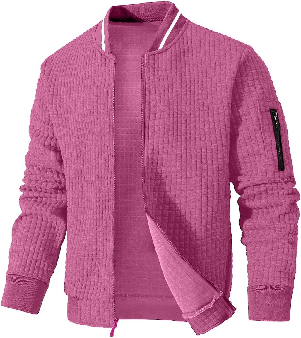 SAVKOOV Mens Lightweight Jacket Casual Bomber Jacket Varsity Coat