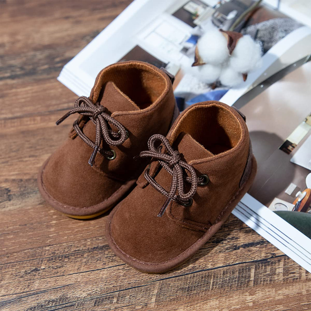 HsdsBebe Baby Boys Girls Oxford Shoes PU Leather Soft Rubber Sole Sneakers Anti-Slip Toddler Ankle Boots Infant Walking Shoes Moccasins