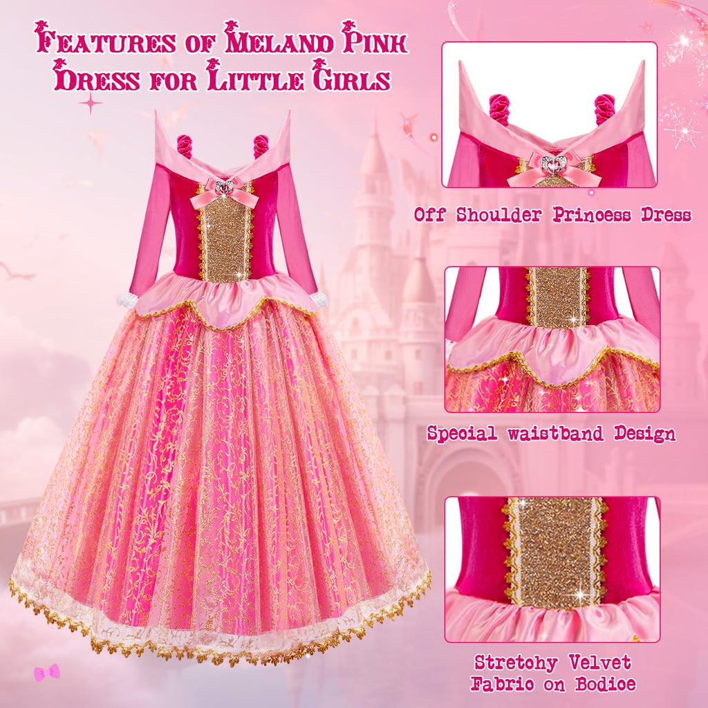 Meland Princess Dresses for Girls - Light Up Princess Dress Up for 3-10 Year Old, Costume for Girls Halloween Birthday