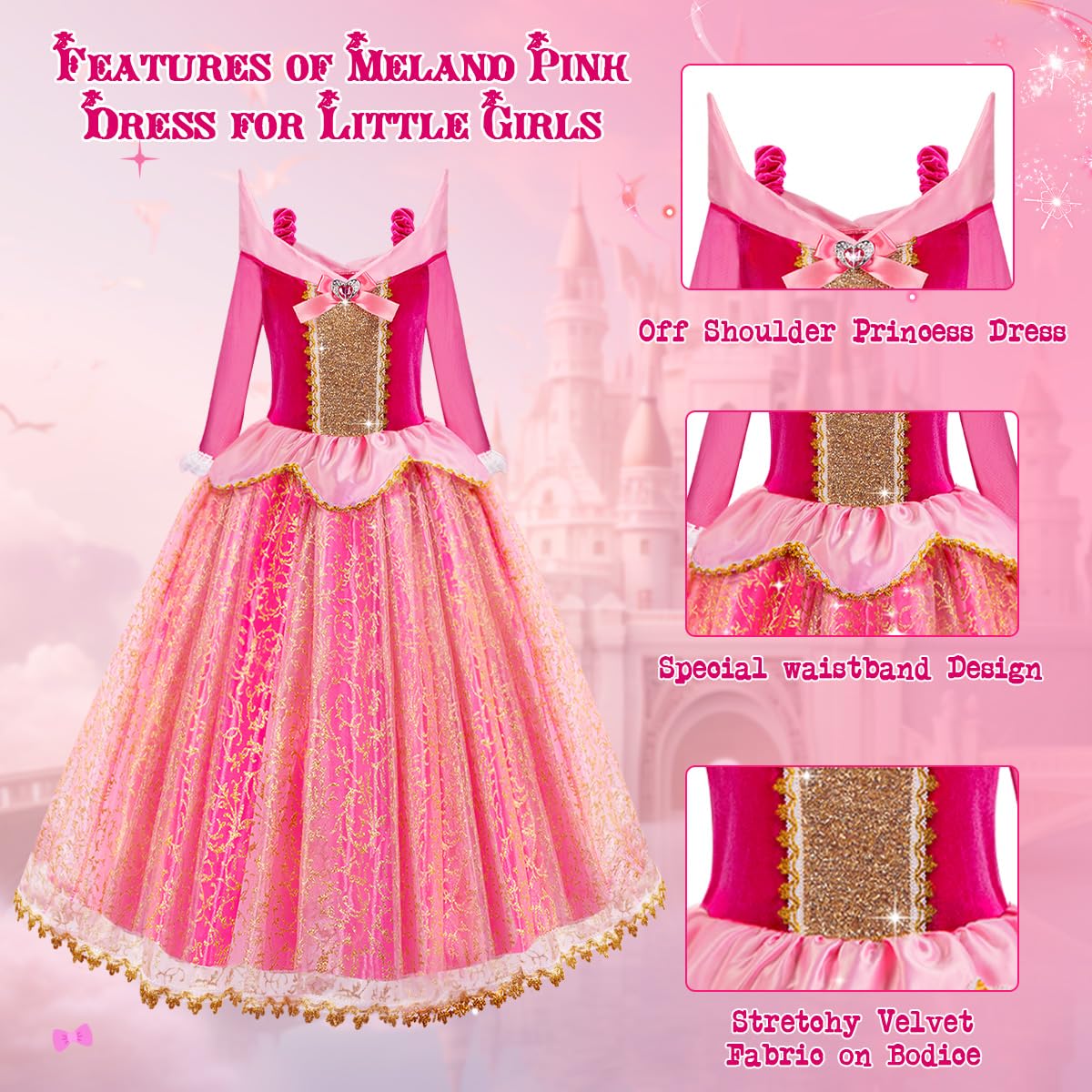 Meland Princess Dresses for Girls - Light Up Princess Dress Up for 3-10 Year Old, Costume for Girls Halloween Birthday