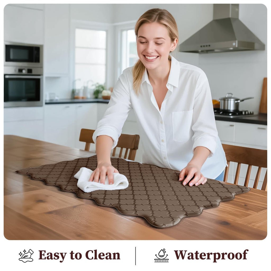 Arenarug Upgrade Scalloped Embossed Kitchen Mats for Floor 2PCS Cushioned Anti Fatigue Waterproof Foam Kitchen Rugs Non Slip Washable Comfort Standing Mat for Office Sink Laundry, Black