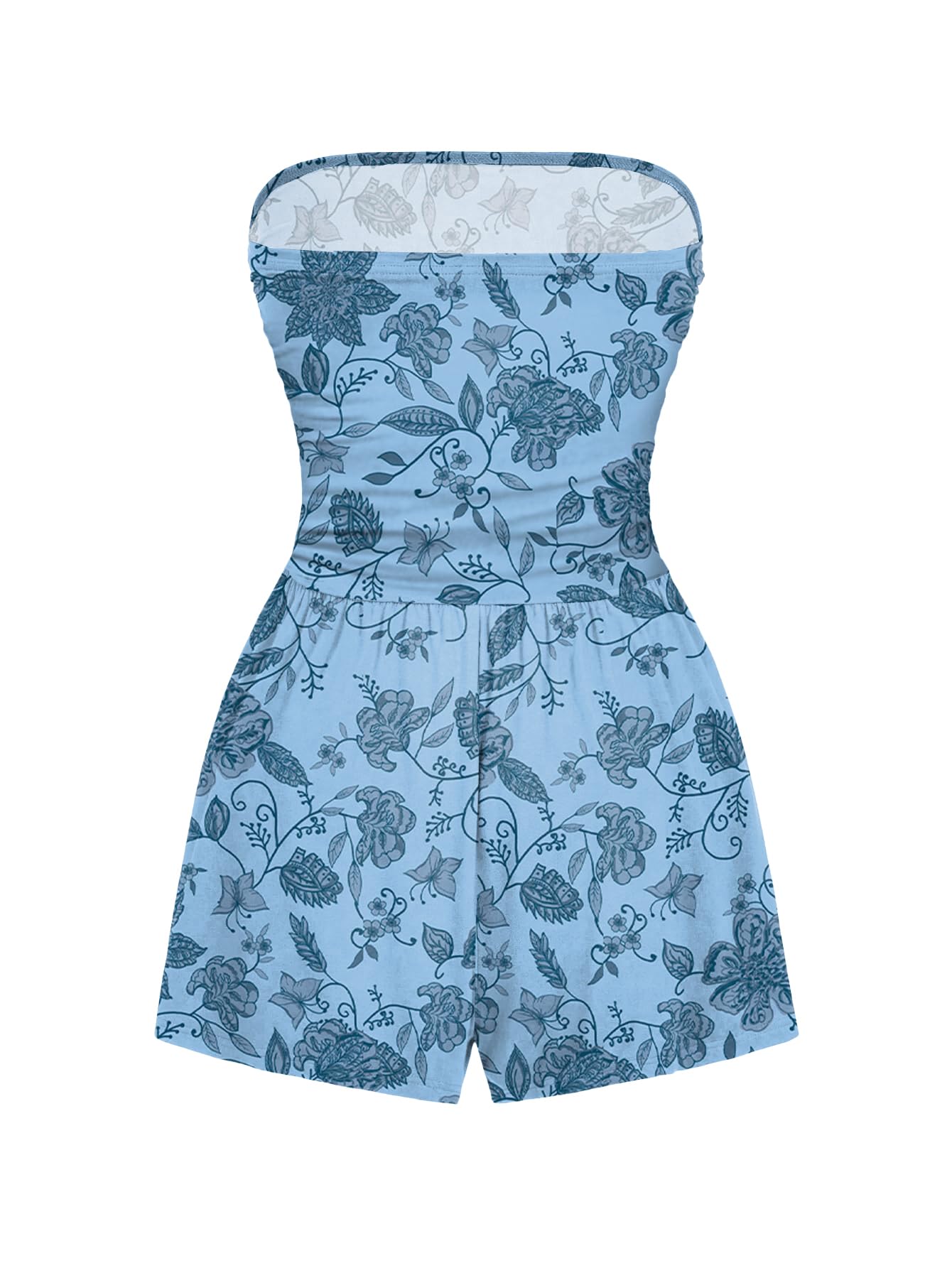 AUXDIO Women Summer Casual Strapless Romper Sleeveless Off Shoulder Short Jumpsuits 2026 Beach Vacation Clothes