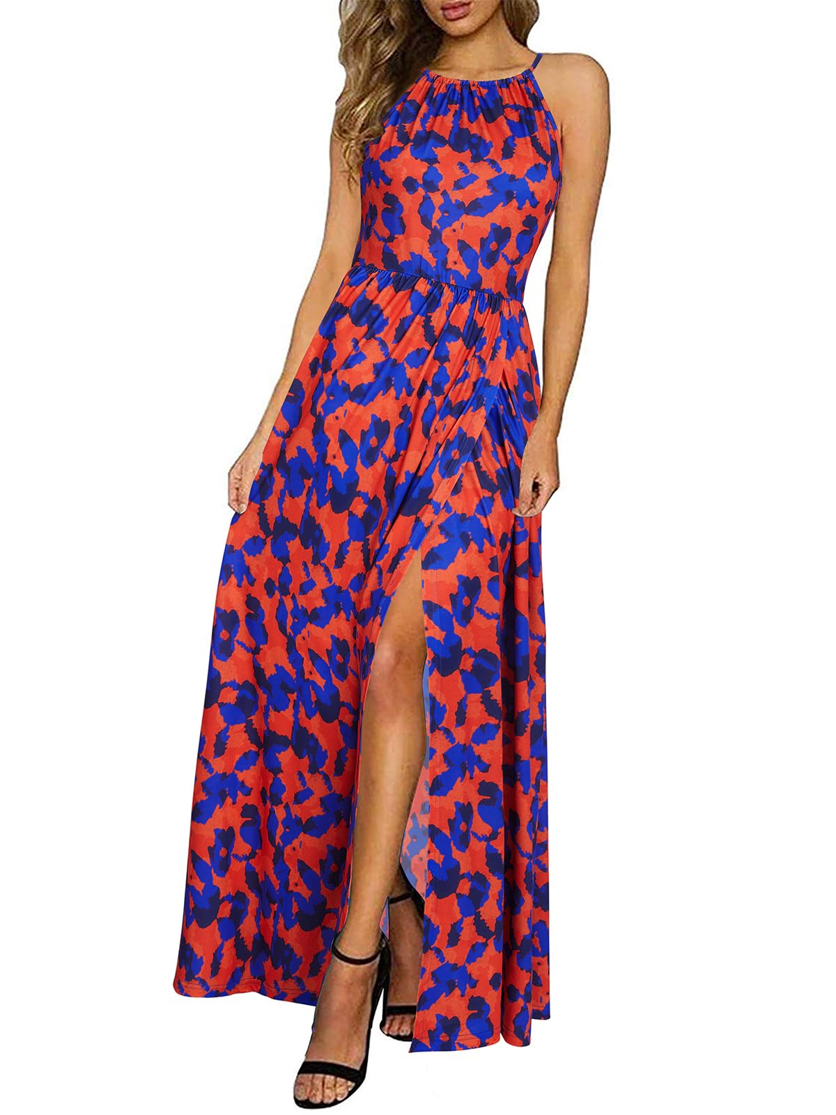 KILIG Women's Summer Floral Beach Flowy Split Maxi Long Dresses