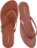 mazeskin Women's Memory Foam Comfortable Flat Thong Sandals Dressy Summer Beach Leather Slide Flip Flops