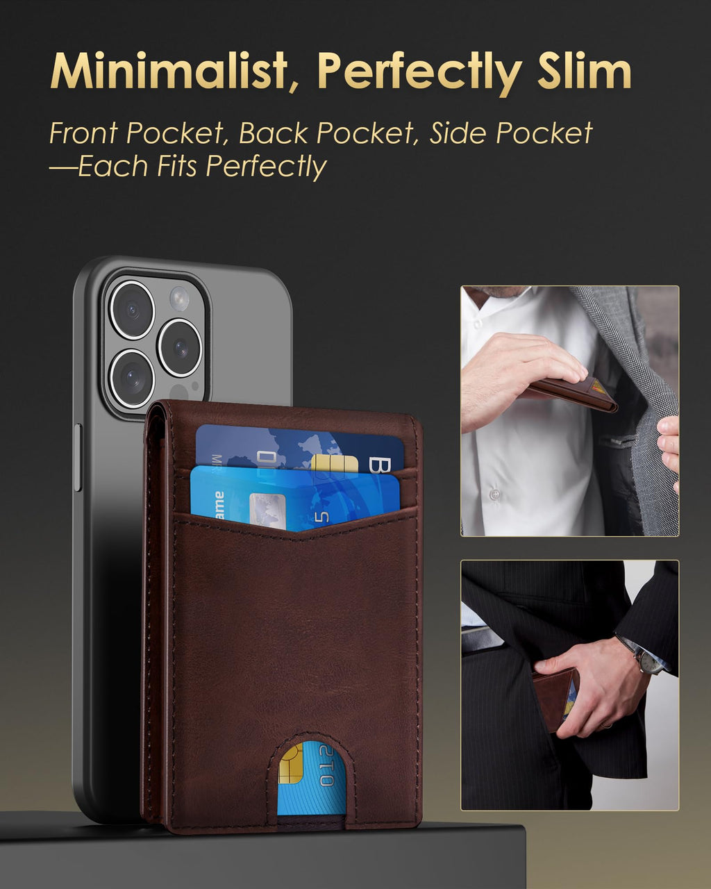 2026 Wallet for Men - RFID Blocking [Functional & Practical] Bifold Slim Minimalist Credit Card Holder Pop Up Wallet Metal Case with Cash Slot, Front Pocket with ID Window, Gift Boxed (Carbon Fiber)