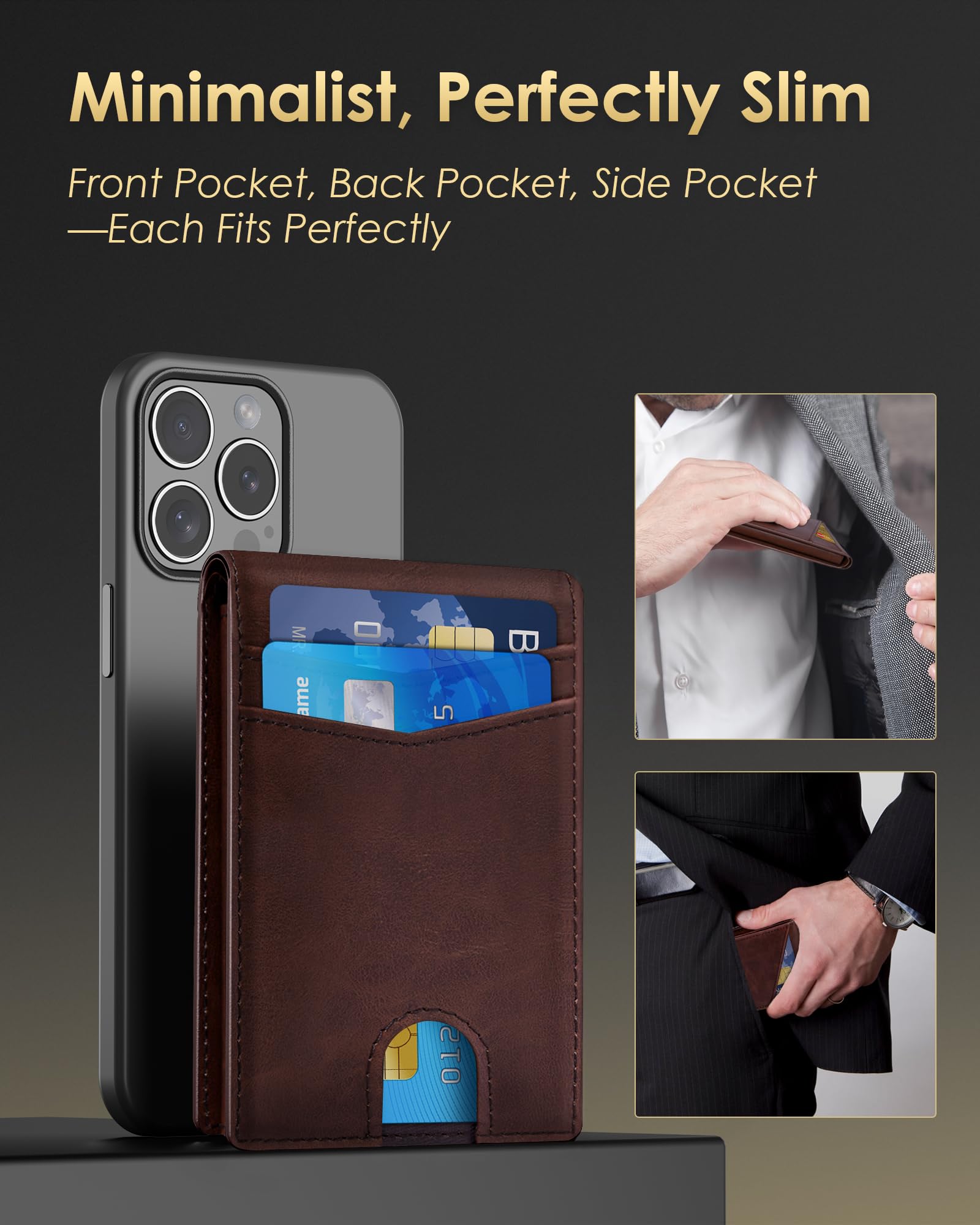 2026 Wallet for Men - RFID Blocking [Functional & Practical] Bifold Slim Minimalist Credit Card Holder Pop Up Wallet Metal Case with Cash Slot, Front Pocket with ID Window, Gift Boxed (Carbon Fiber)