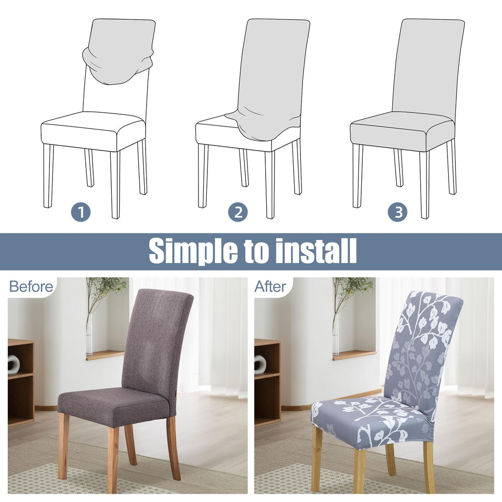 BIETYONE Stretch Dining Chair Covers Set of 6, Soft Removable Washable Kitchen Parsons Chair Slipcovers, High Elastic Seat Protector for Home Hotel Banquet
