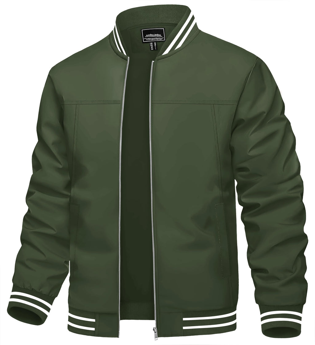 TACVASEN Men's Lightweight Jacket Casual Spring Fall Windbreaker Bomber Zip Up Coat With Pocket