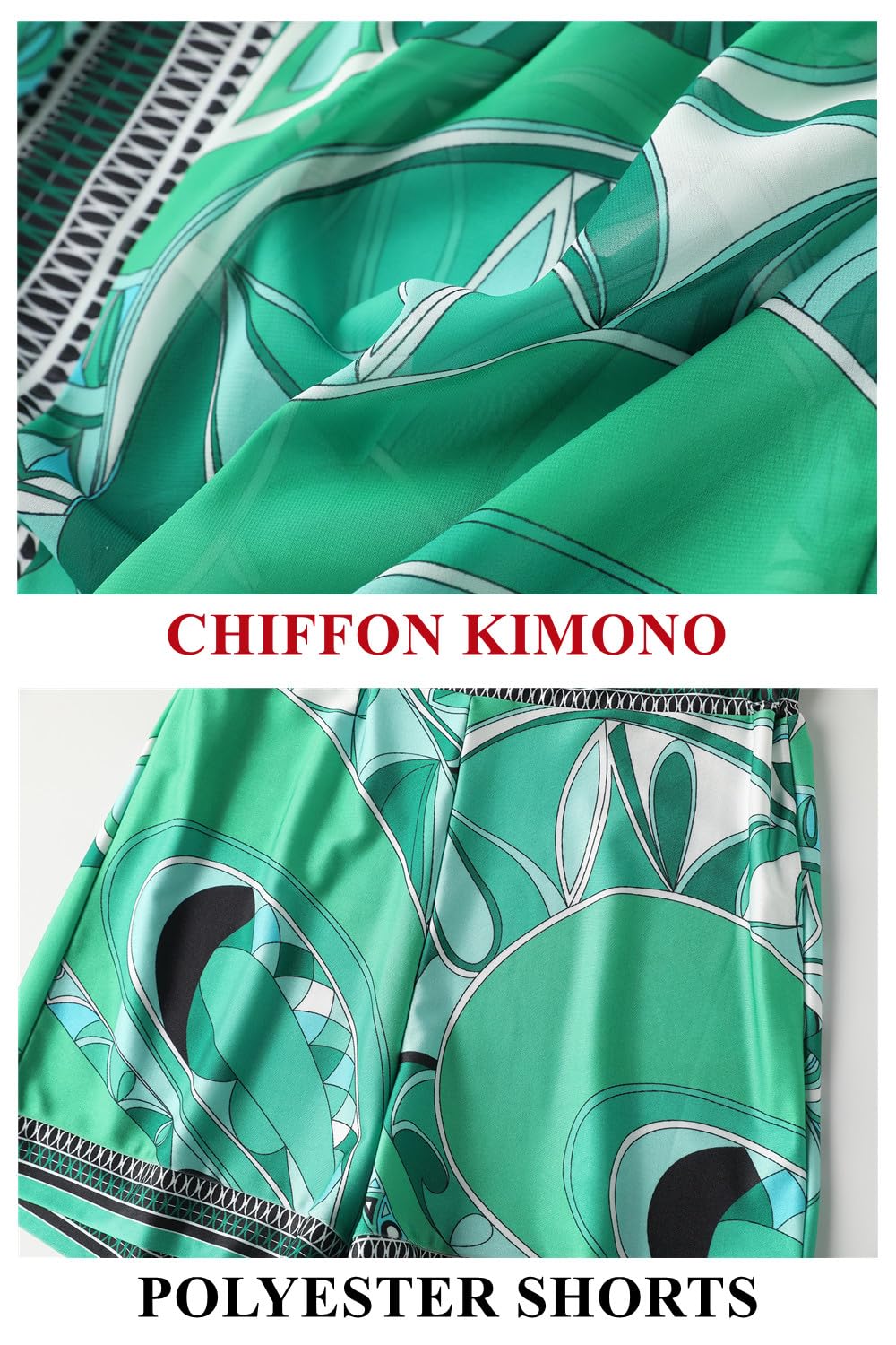 QegarTop Kimono Shorts Set for Women Two Piece Summer Vacation Outfits Flowy Beach Cover up Duster