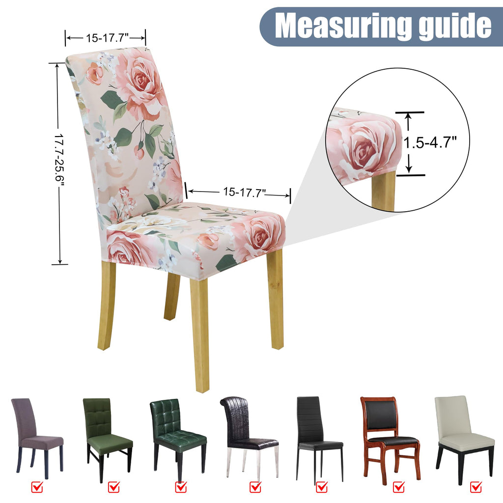 BIETYONE Stretch Dining Chair Covers Set of 6, Soft Removable Washable Kitchen Parsons Chair Slipcovers, High Elastic Seat Protector for Home Hotel Banquet