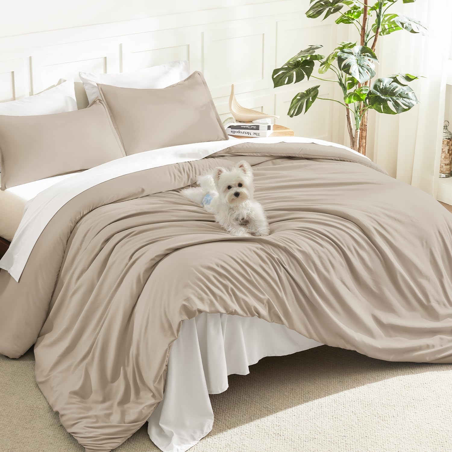 Litanika King Size Comforter Set, 3 Pieces Lightweight Solid Comforter King Size, All Season Fluffy Down Alternative Comforter Bed Set Quilt Blanket, Sage Green, King