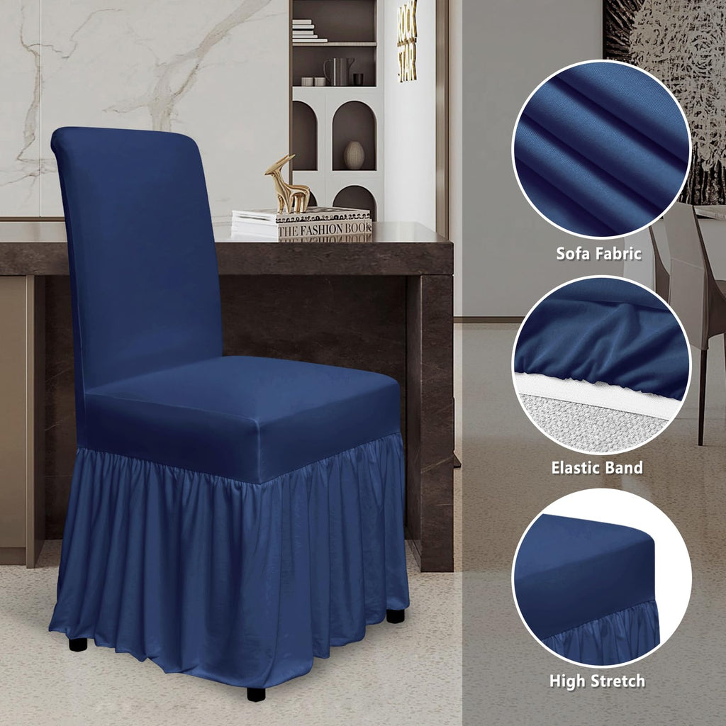 molasofa Chair Covers for Dining Room Set of 6 Stretch Chair Slipcovers with Skirt for Kitchen Seat Protectors Wedding Banquet Decor Kids Pets Spandex Fabric Washable (6pcs, Brown)