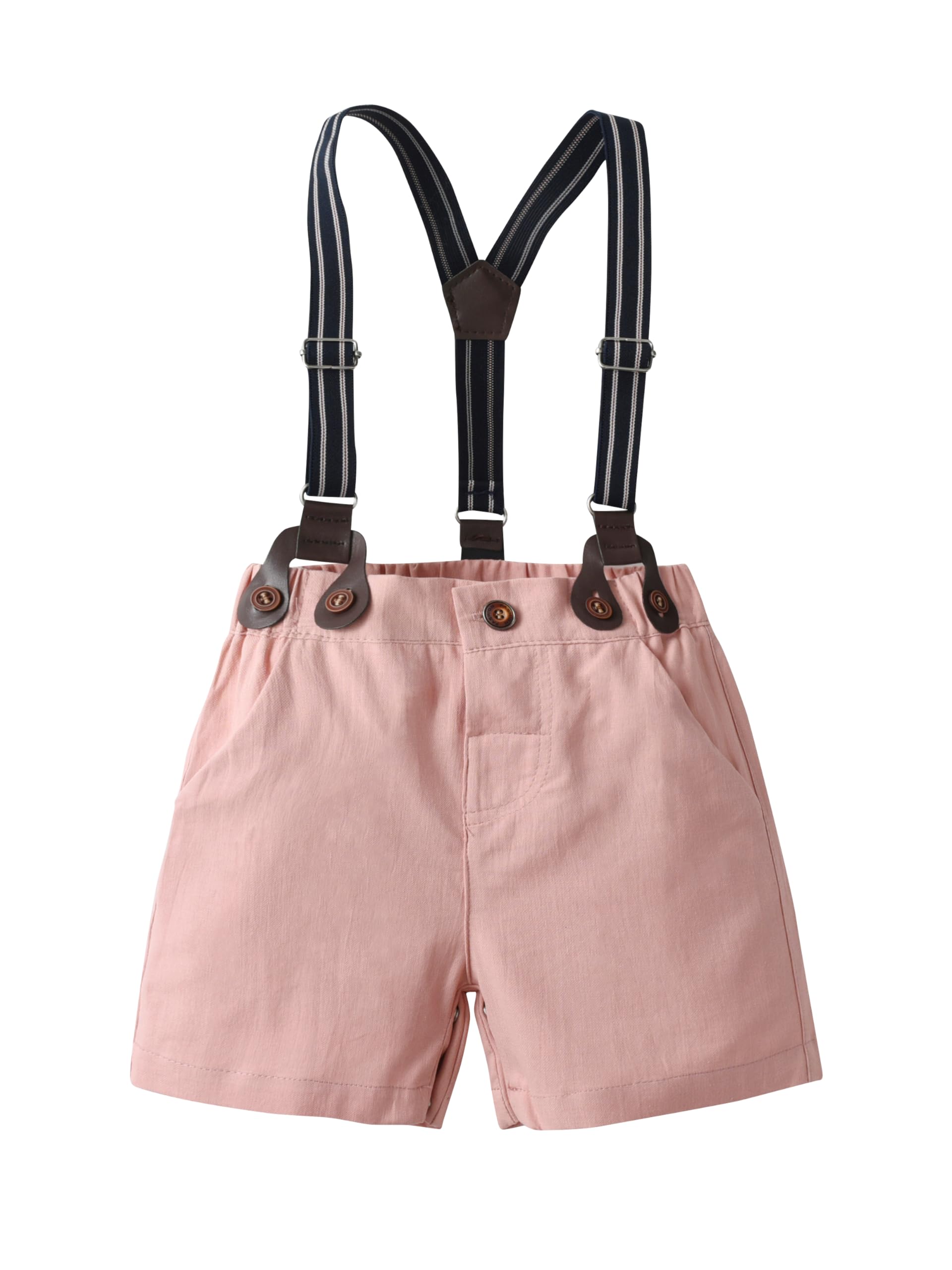 Boarnseorl Baby Boys Gentleman Outfits Suits, Infant Shirt+Shorts+Bow Tie+Suspenders
