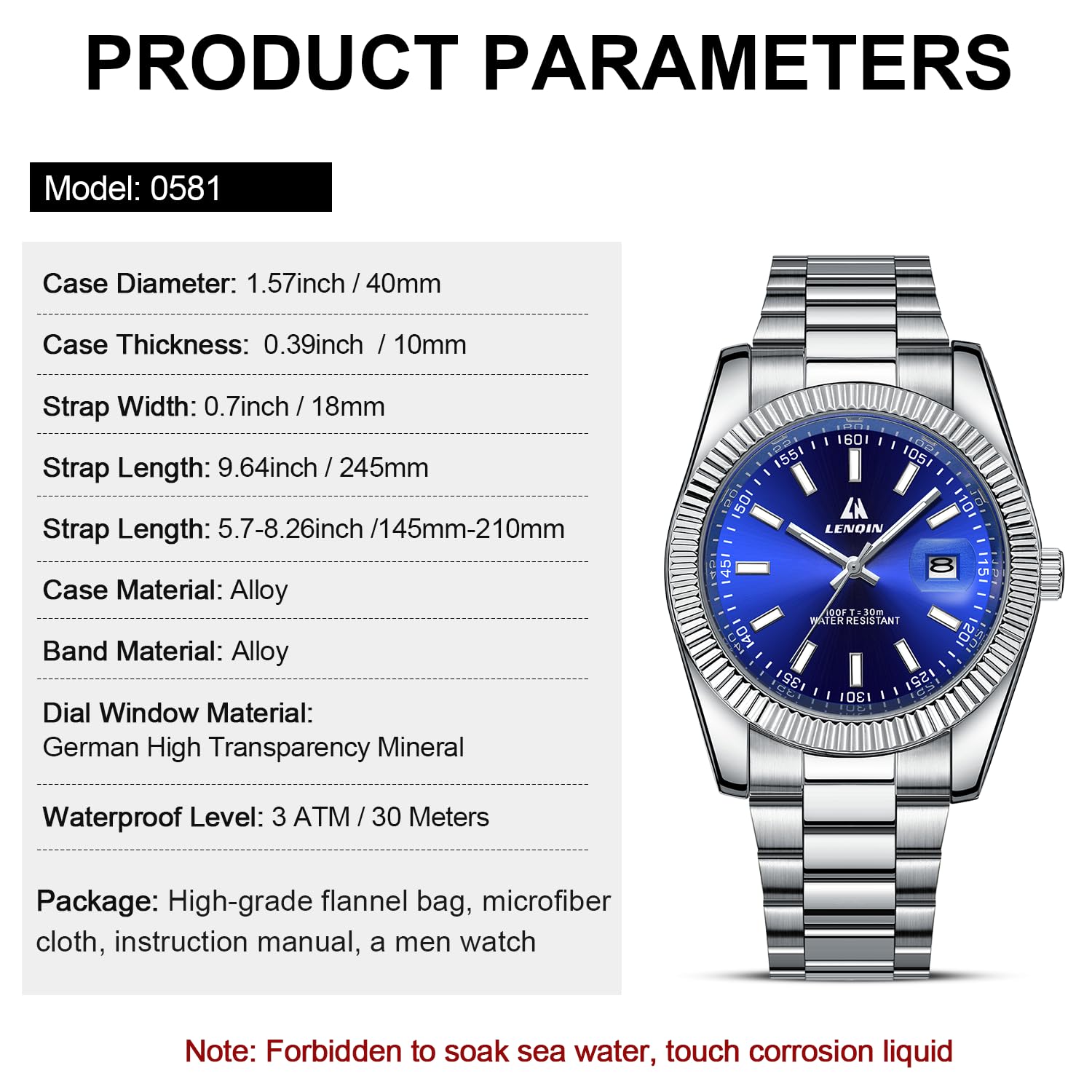 LN LENQIN Mens Watches Waterproof Stainless Steel Watch for Men Analog Quartz Fashion Business Designer Wristwatch