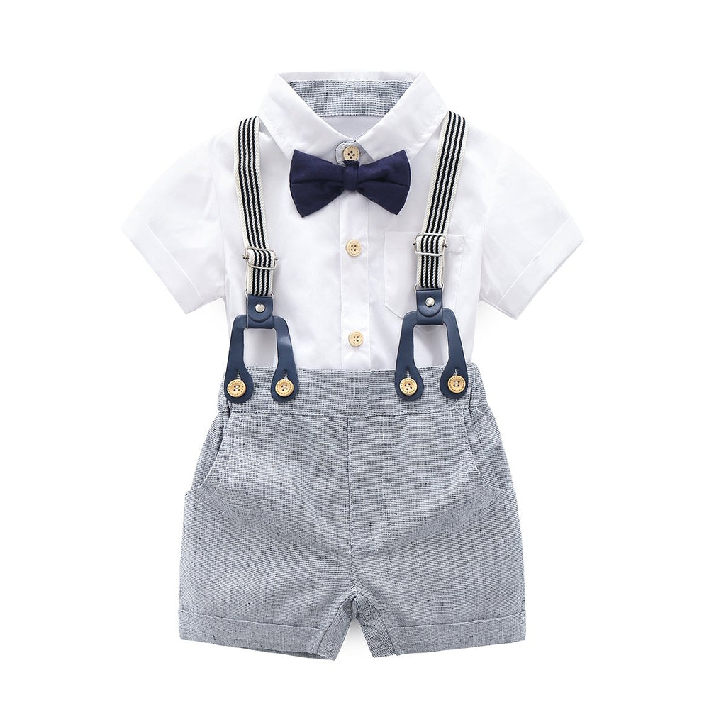 Boarnseorl Baby Boys Gentleman Outfits Suits, Infant Shirt+Shorts+Bow Tie+Suspenders