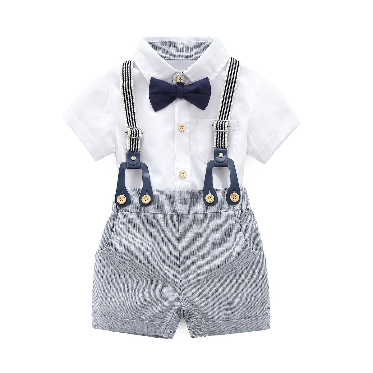 Boarnseorl Baby Boys Gentleman Outfits Suits, Infant Shirt+Shorts+Bow Tie+Suspenders
