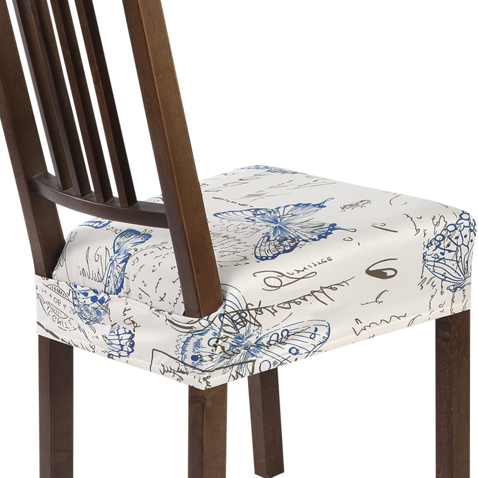 SearchI Stretch Dining Chair Seat Covers Set of 6, Soft Removable Washable Seat Cover for Dining Chairs, Dining Room Chair Cover Protector (Rear-Covered, Brown)