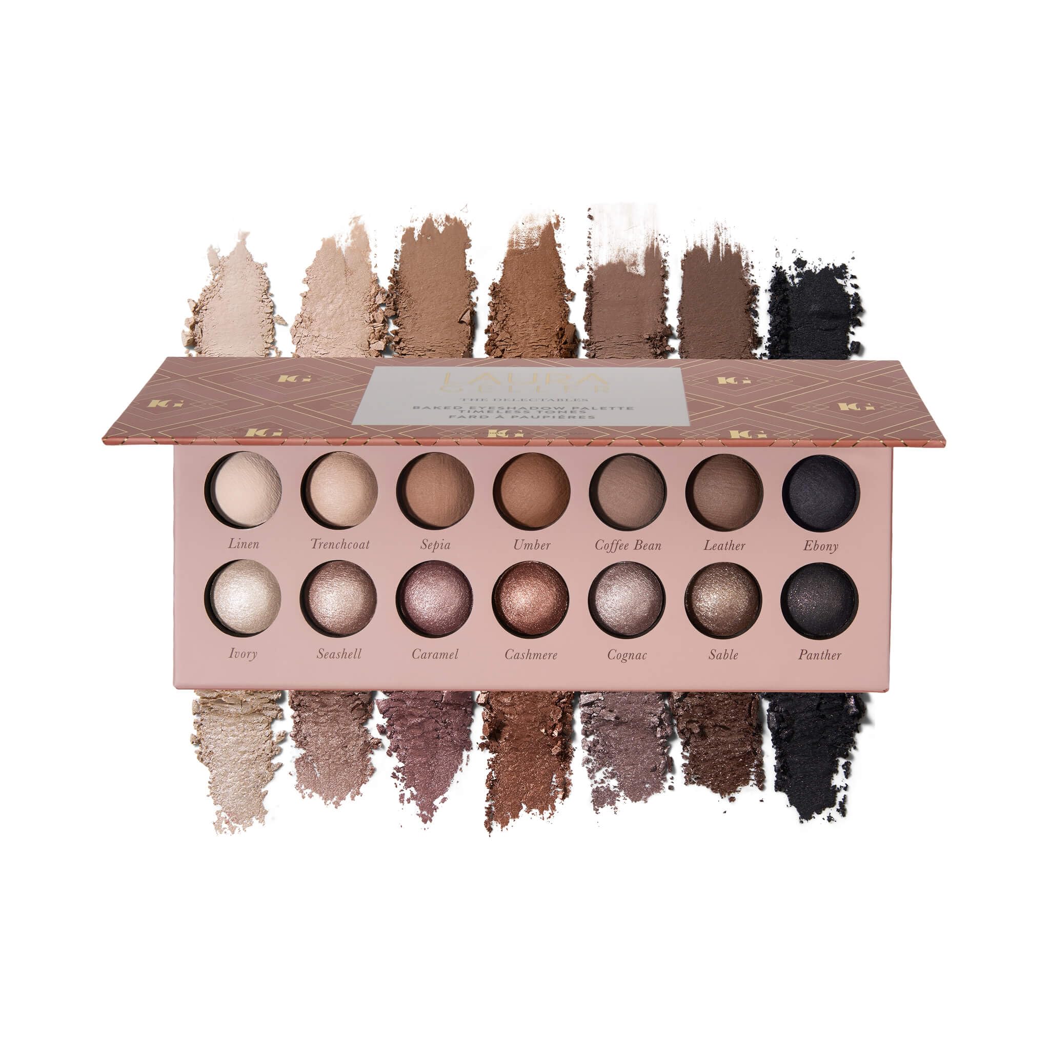 LAURA GELLER NEW YORK The Delectables Earthy Essentials Baked Eyeshadow Palette | 14 Pigmented Eyeshadows Blendable Natural Look