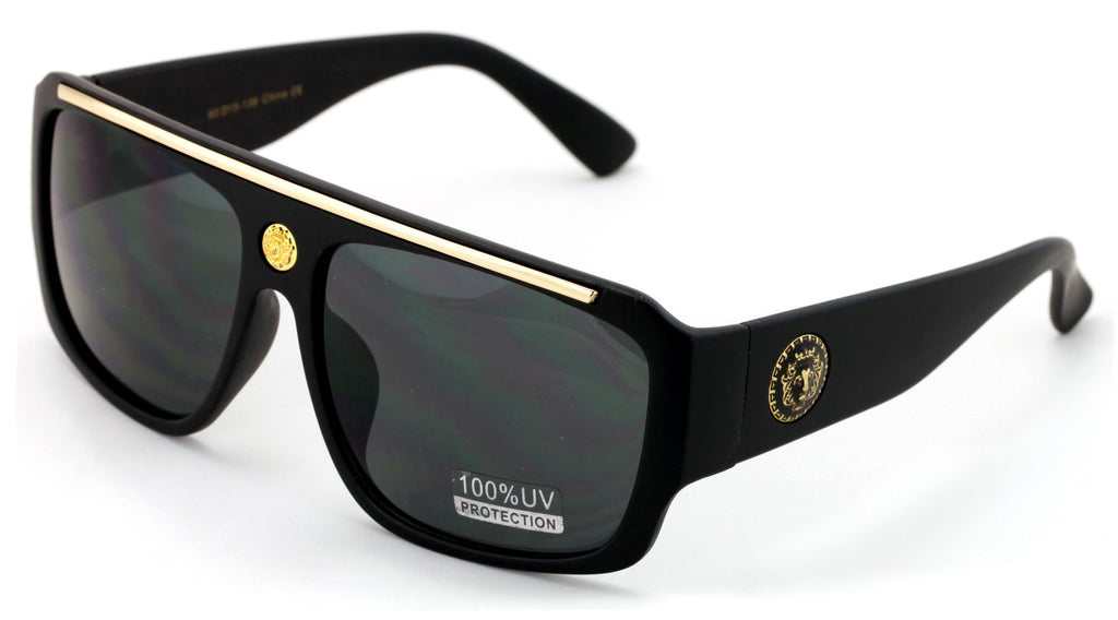 Lion Head Flat Top Hip Hop Rapper Retro Bold Sunglasses