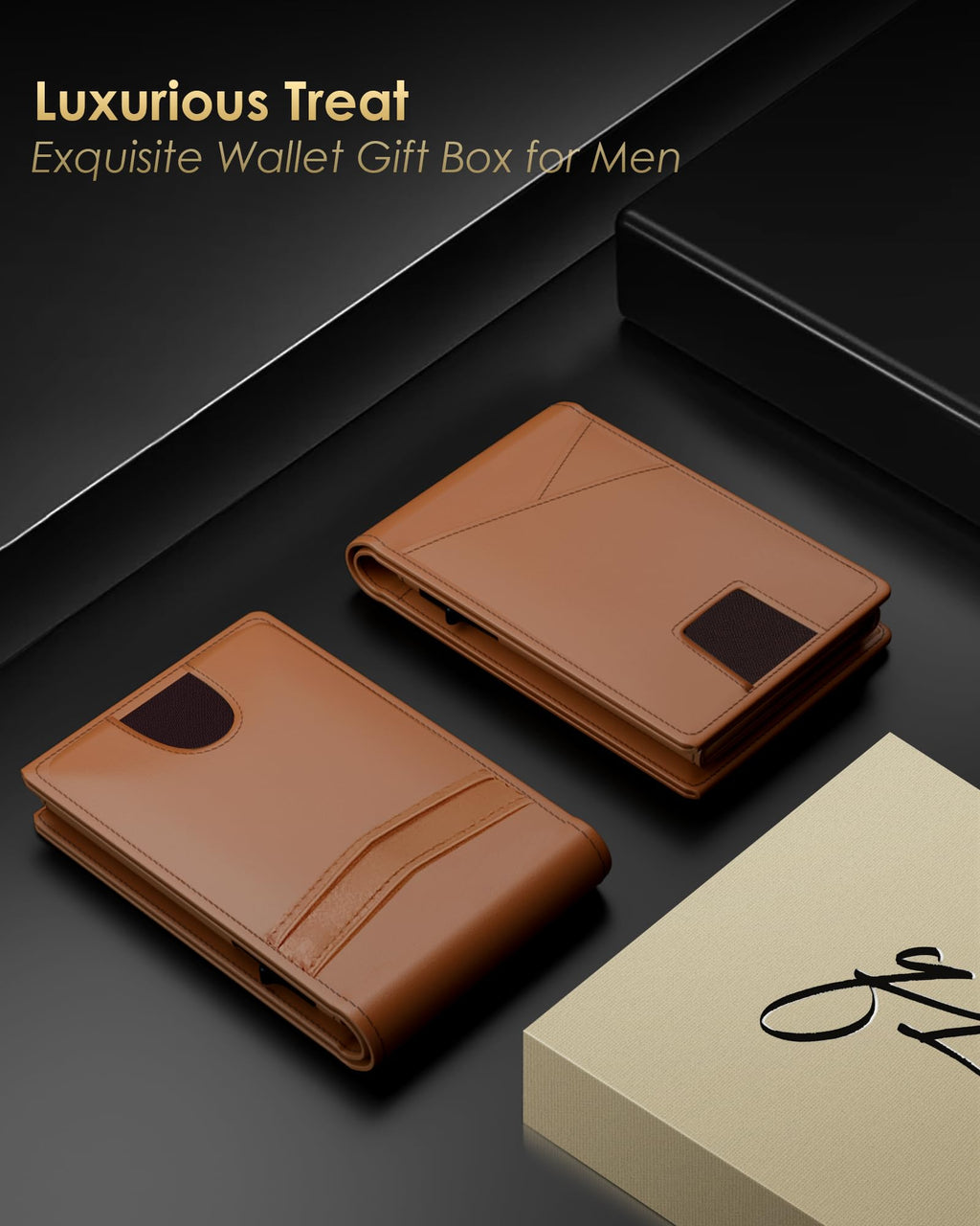 2026 Wallet for Men - RFID Blocking [Functional & Practical] Bifold Slim Minimalist Credit Card Holder Pop Up Wallet Metal Case with Cash Slot, Front Pocket with ID Window, Gift Boxed (Carbon Fiber)