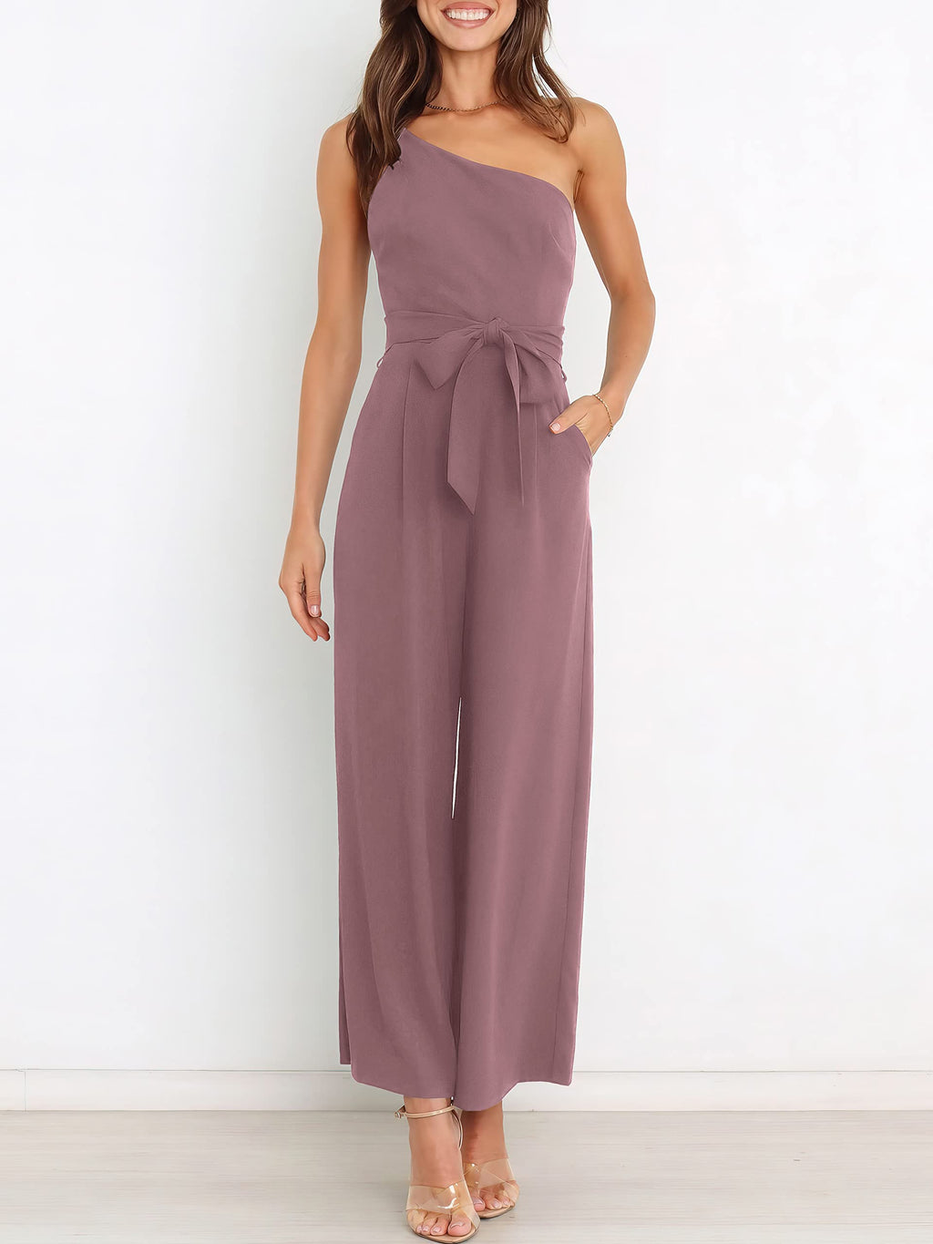 ANRABESS Women Summer Dressy Jumpsuits One Shoulder Sleeveless Casual Wide Leg Pants Romper Jumper 2026 Trendy Fall Outfits