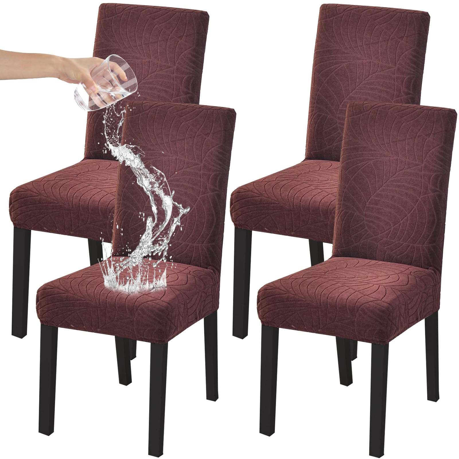 HZDHCLH 6 Pack Chair Covers for Dining Room,Soft Spandex Removable Washable Anti-dust Seat Slipcover, Protector for Hotel,Office,Ceremony,Banquet Wedding Party(Beige, Set of 6)