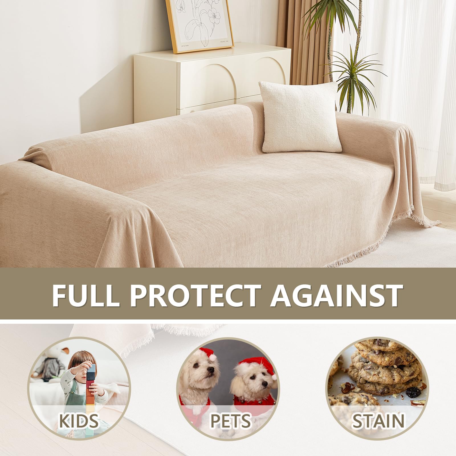 MYSKY HOME Boho Couch Cover Super Soft Couch Covers for 2-3 Cushion Couch Sofa, Modern Grey Jacquard Sofa Slipcover Loveseat Futon Cover, Couch Covers for Sectional Sofa, 71" x 118", Grey Curve