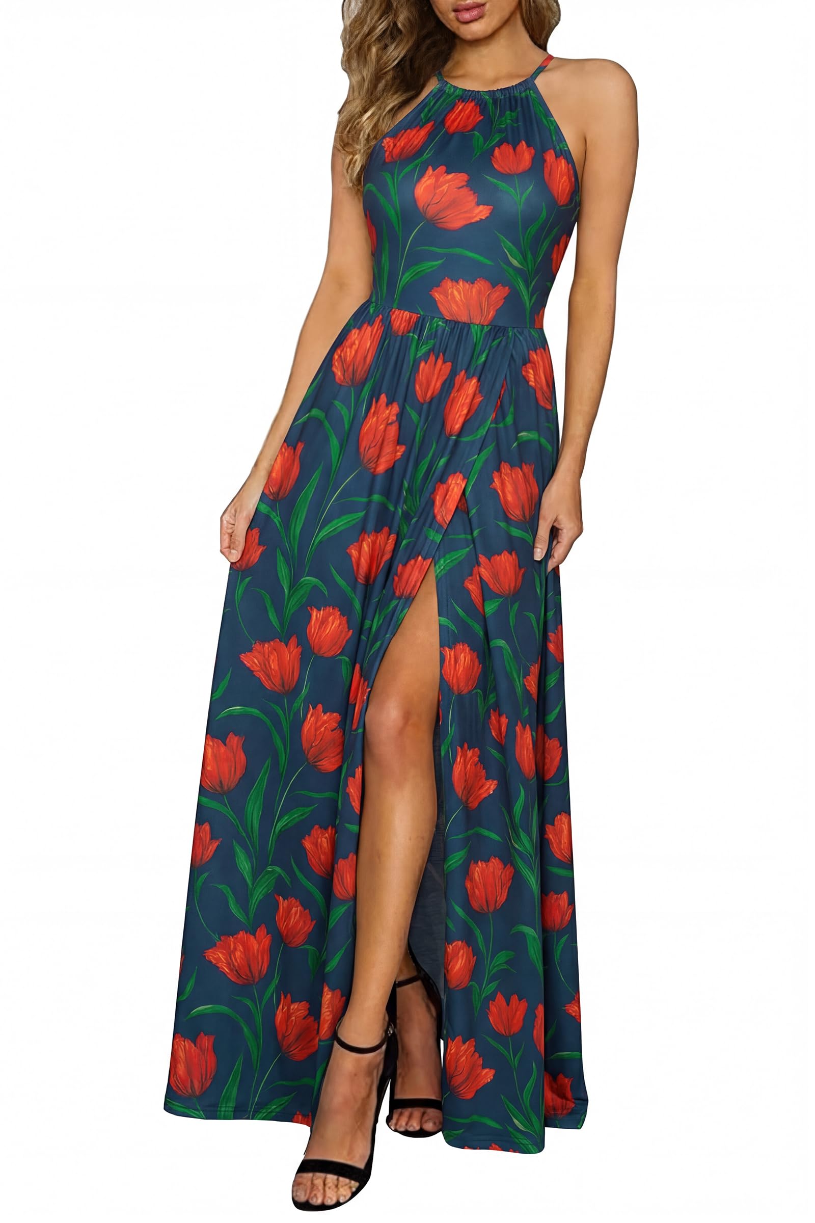 KILIG Women's Summer Floral Beach Flowy Split Maxi Long Dresses