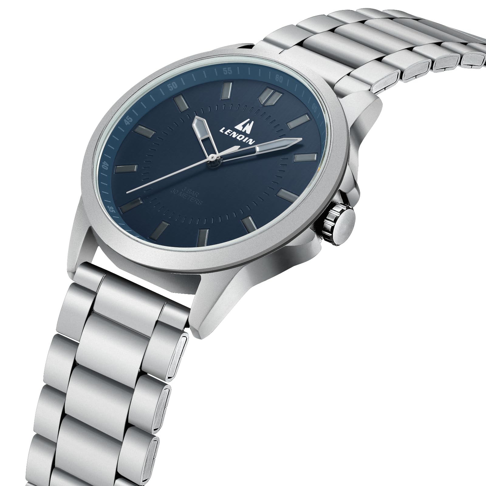 LN LENQIN Mens Watches Waterproof Stainless Steel Watch for Men Analog Quartz Fashion Business Designer Wristwatch