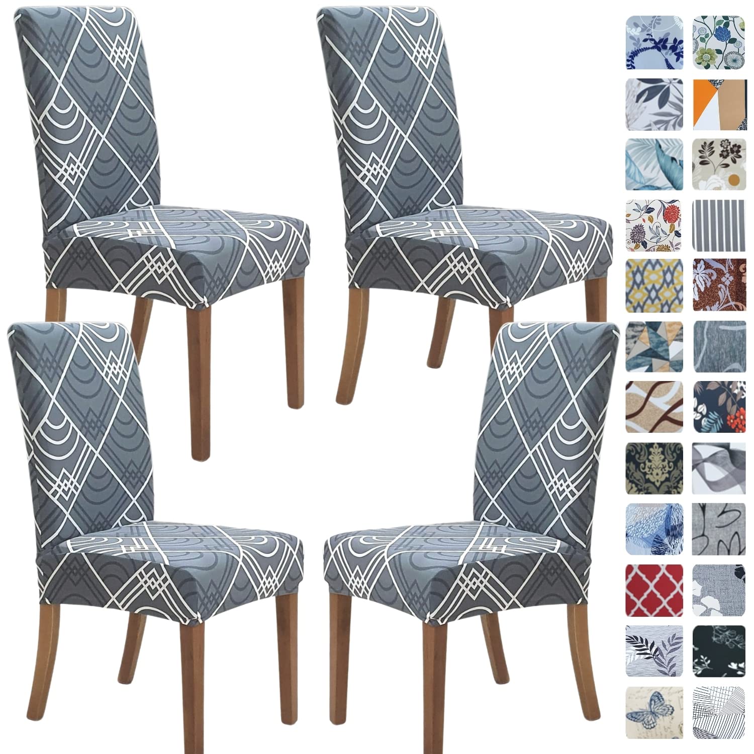 SPRINGRICO Chair Covers for Dining Room 6 Pack, Stretch Dining Chair Cover, Washable Spandex Kitchen Parsons Chair Slipcovers, Removable Seat Protector for Home or Party (Set of 6, Floral Beige)