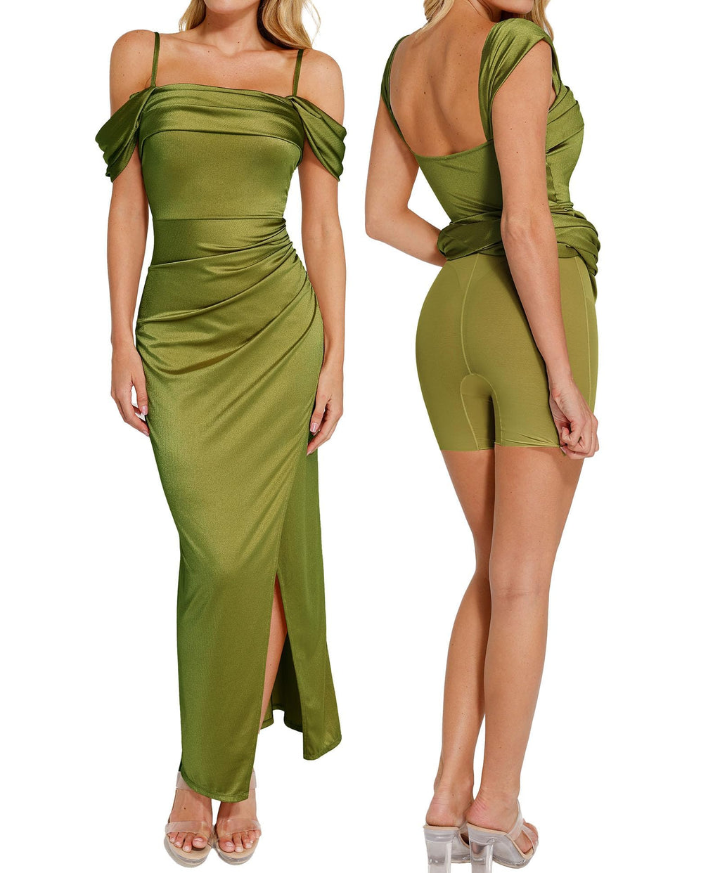Popilush Womens Shapewear Maxi Dress Multi Way Wear Off The Shoulder Bodycon Long Cocktail Formal Dresses