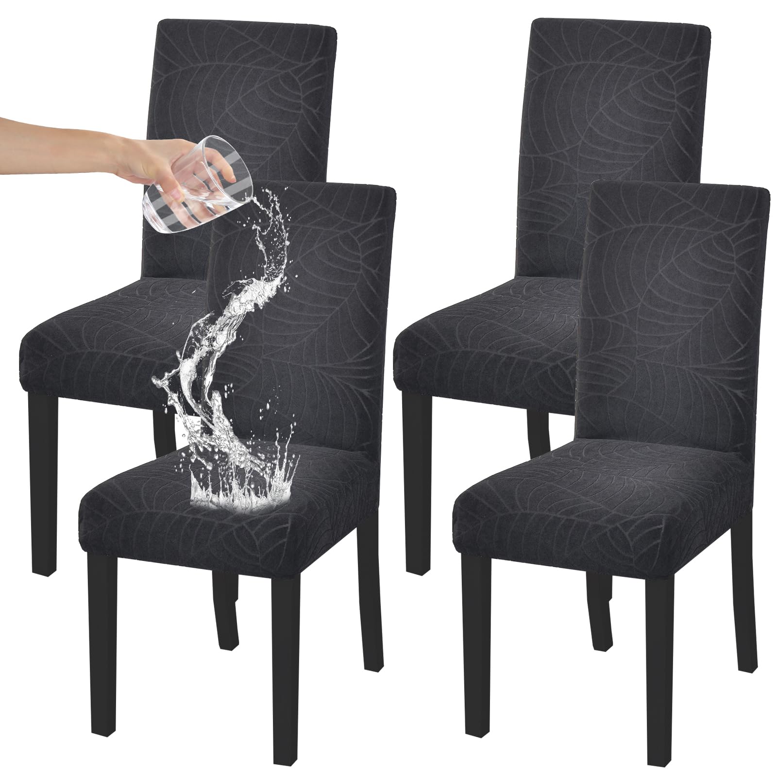 HZDHCLH 6 Pack Chair Covers for Dining Room,Soft Spandex Removable Washable Anti-dust Seat Slipcover, Protector for Hotel,Office,Ceremony,Banquet Wedding Party(Beige, Set of 6)