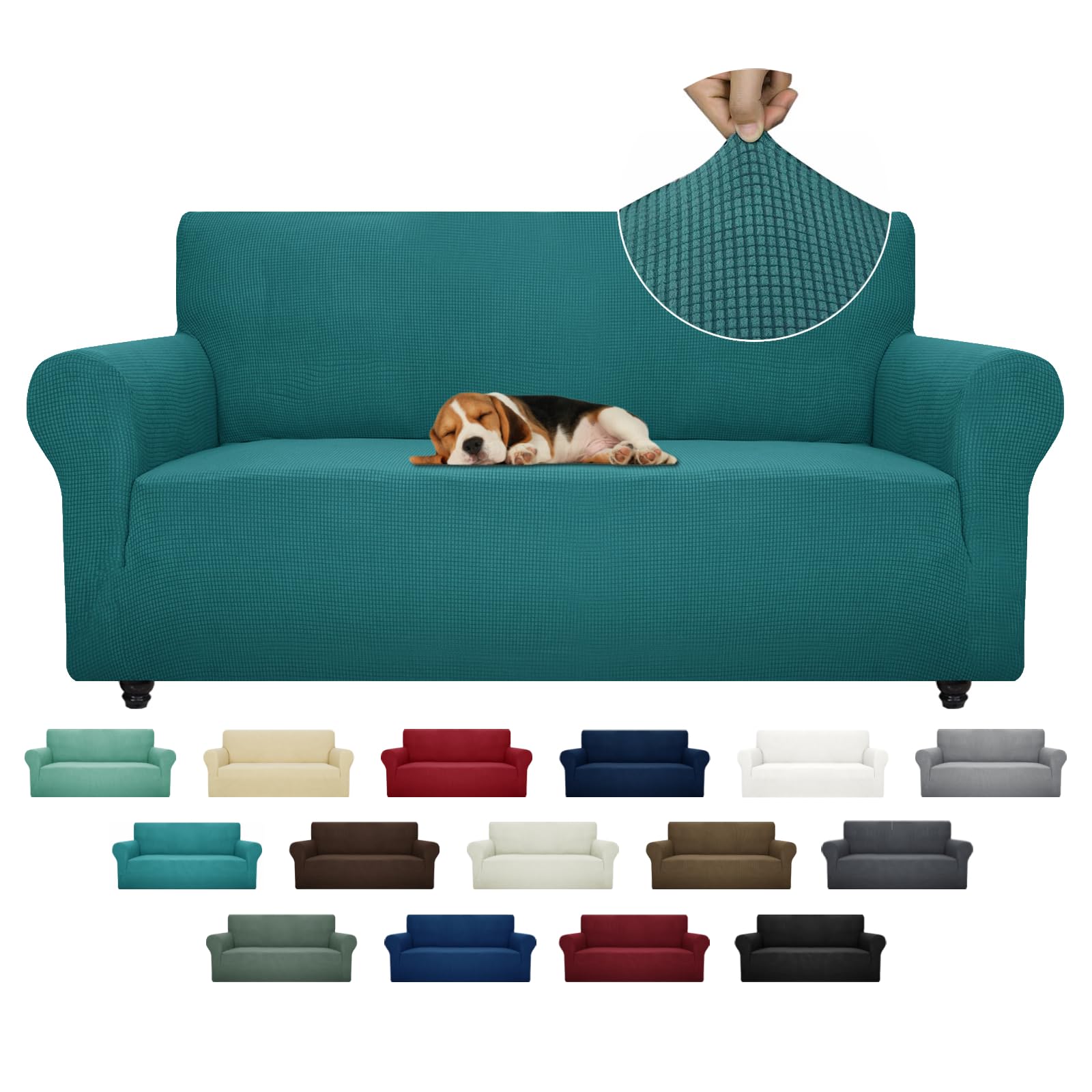 ZNSAYOTX Super Stretch Chair Slipcover (30"-47"), New Striped Sofa Chair Covers for Living Room, Dogs Pet Friendly Anti-Slip Chair Protector Spandex Armchair Slipcovers (Beige, Chair)