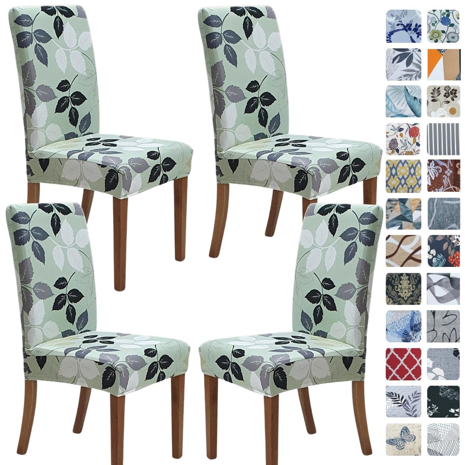 SPRINGRICO Chair Covers for Dining Room 6 Pack, Stretch Dining Chair Cover, Washable Spandex Kitchen Parsons Chair Slipcovers, Removable Seat Protector for Home or Party (Set of 6, Floral Beige)