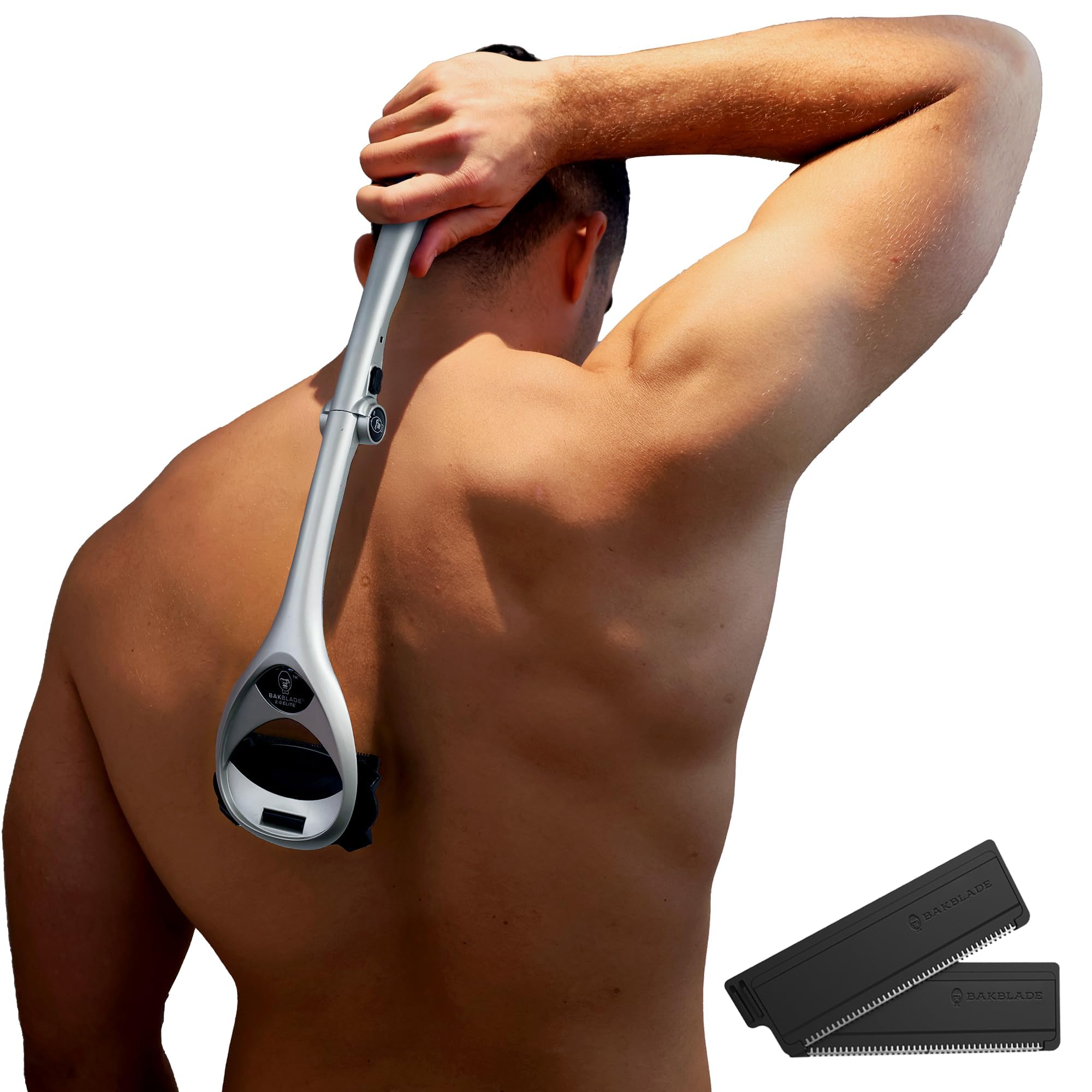 baKblade 2.0 PLUS - Back Shaver for Men (DIY), Ergonomic Handle, Shave Wet or Dry (Extra Blades Included)