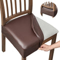 NILUOH Waterproof Seat Covers for Dining Room Chairs Set of 6, Pu Leather Chair Seat Slipcovers Dining Chair Cover Removable Washable Chair Protctor Cover, Rear Covers (PU-Coffee)