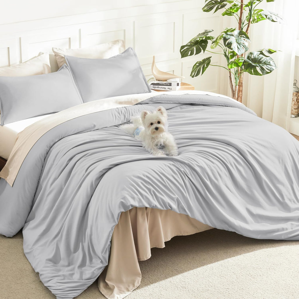 Litanika King Size Comforter Set, 3 Pieces Lightweight Solid Comforter King Size, All Season Fluffy Down Alternative Comforter Bed Set Quilt Blanket, Sage Green, King