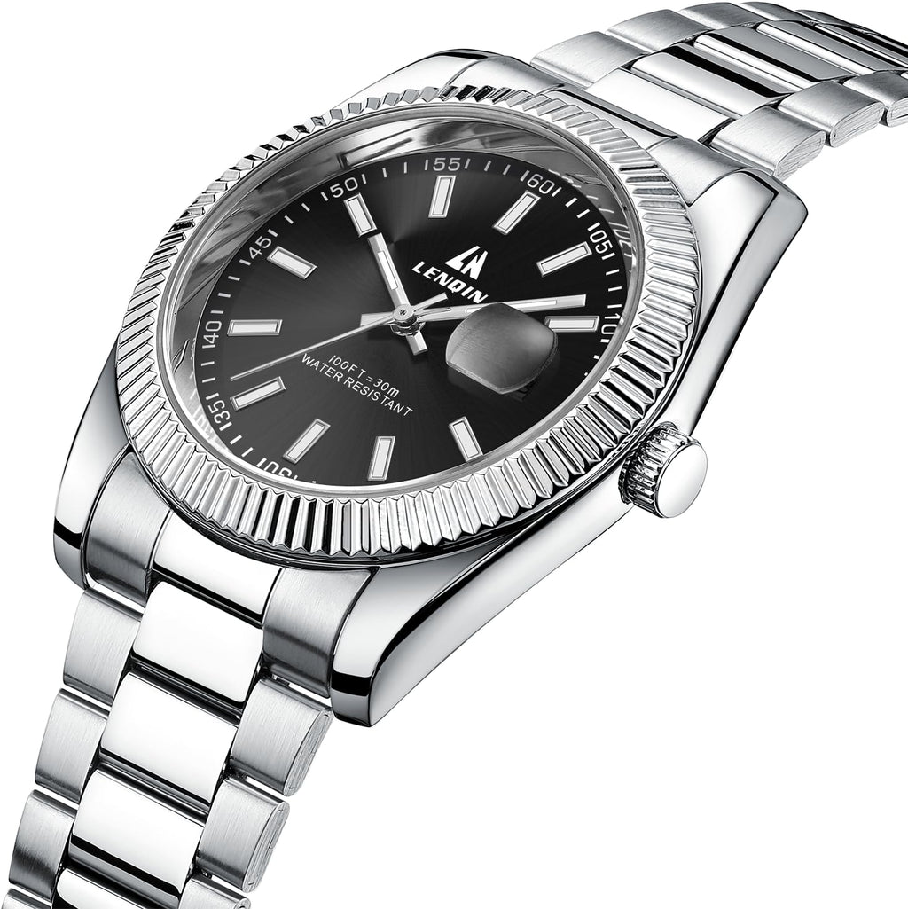 LN LENQIN Mens Watches Waterproof Stainless Steel Watch for Men Analog Quartz Fashion Business Designer Wristwatch