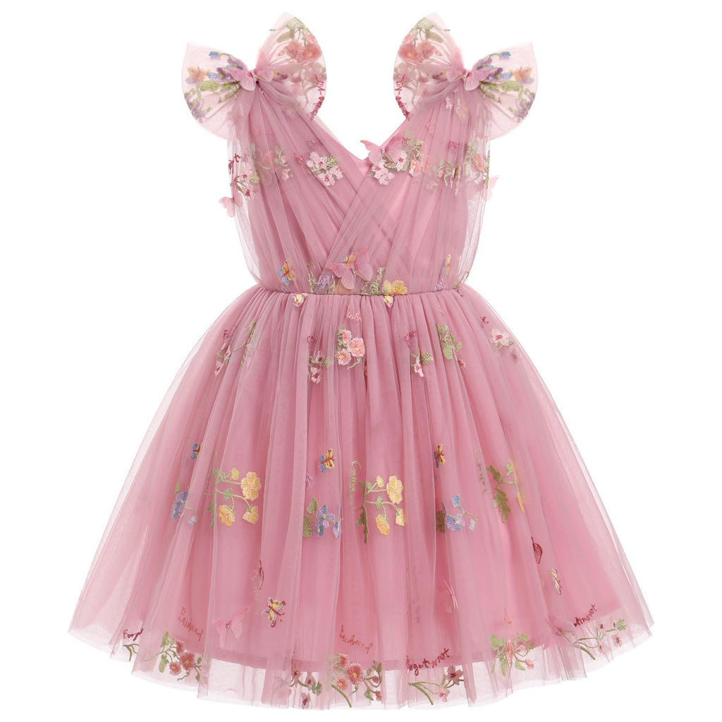 IMEKIS Toddler Kids Girls Butterfly Dress Sparkle Sequins Tulle Wedding Formal Birthday Dresses 2-10T