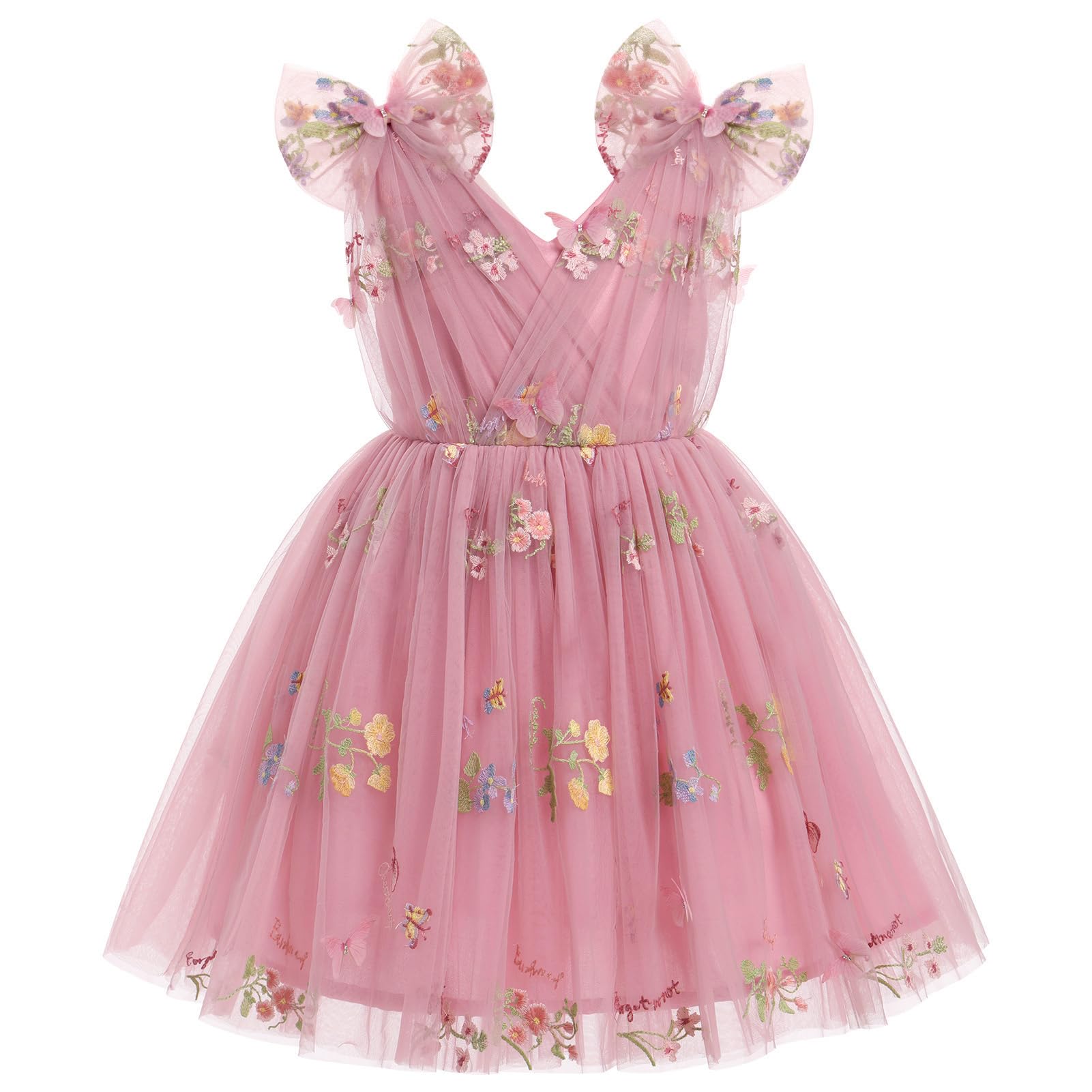 IMEKIS Toddler Kids Girls Butterfly Dress Sparkle Sequins Tulle Wedding Formal Birthday Dresses 2-10T