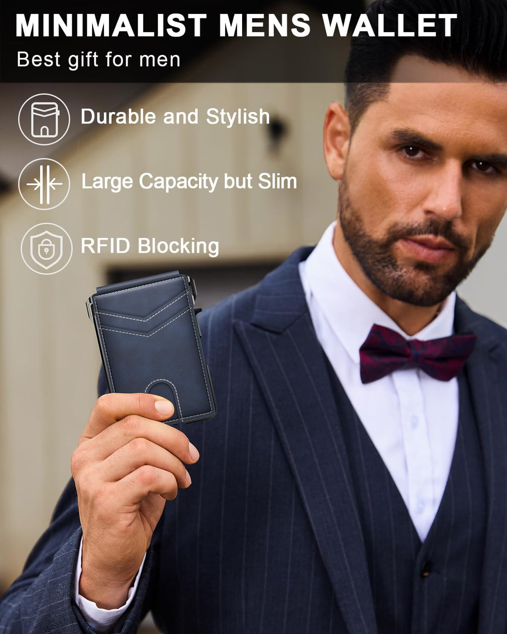 ZALVEX Wallet for Men, Mens Minimalist Wallet 9-13 Cards, Slim Compact Wallet with Money Clip & ID Window, RFID Blocking Smart Pop Up Card Wallet, Metal Aluminum Credit Card Holder Bifold Wallet