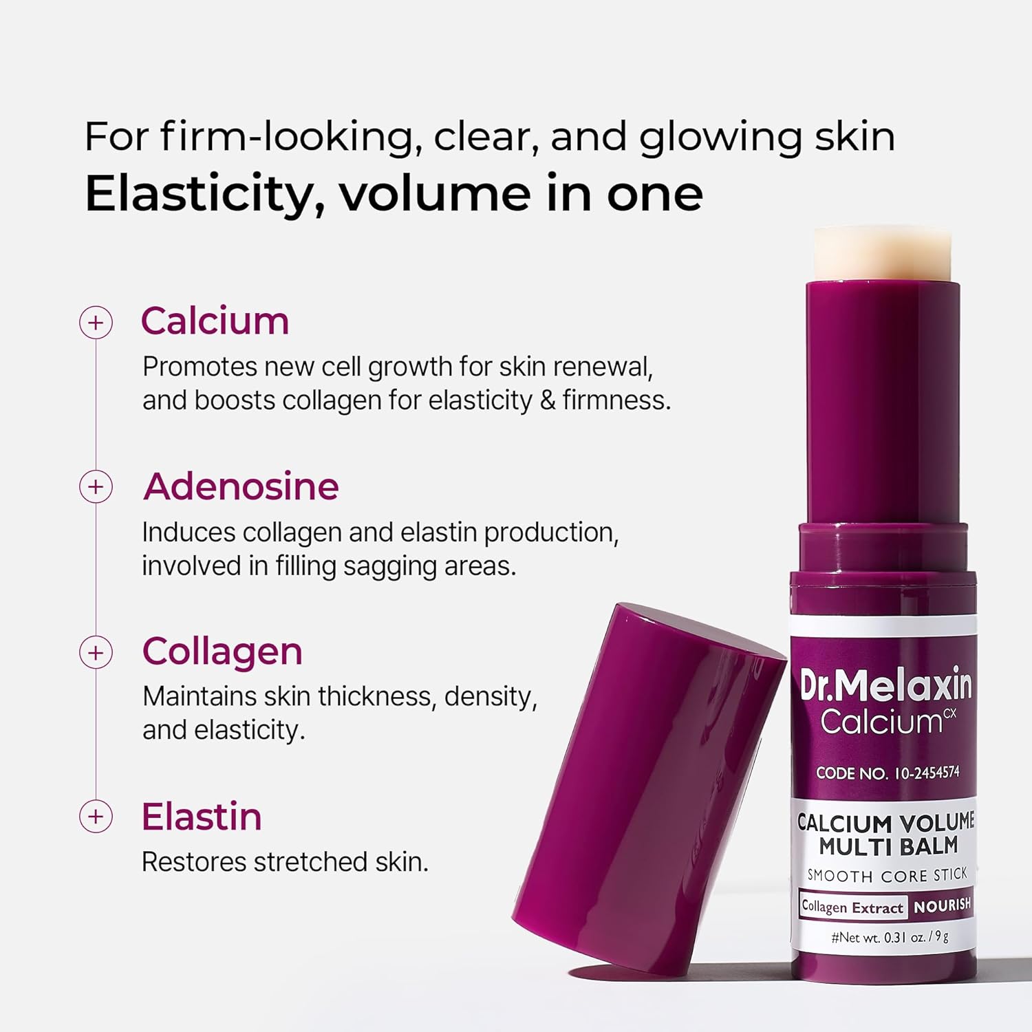 Dr.Melaxin Collagen Multi Balm Stick, Calcium & Adenosine Wrinkle Stick for Eye Neck & Face, Collagen Stick for Firming Sagging Skin, Neck Cream Eye Cream Balm, Korean Skin Care, 0.31 oz