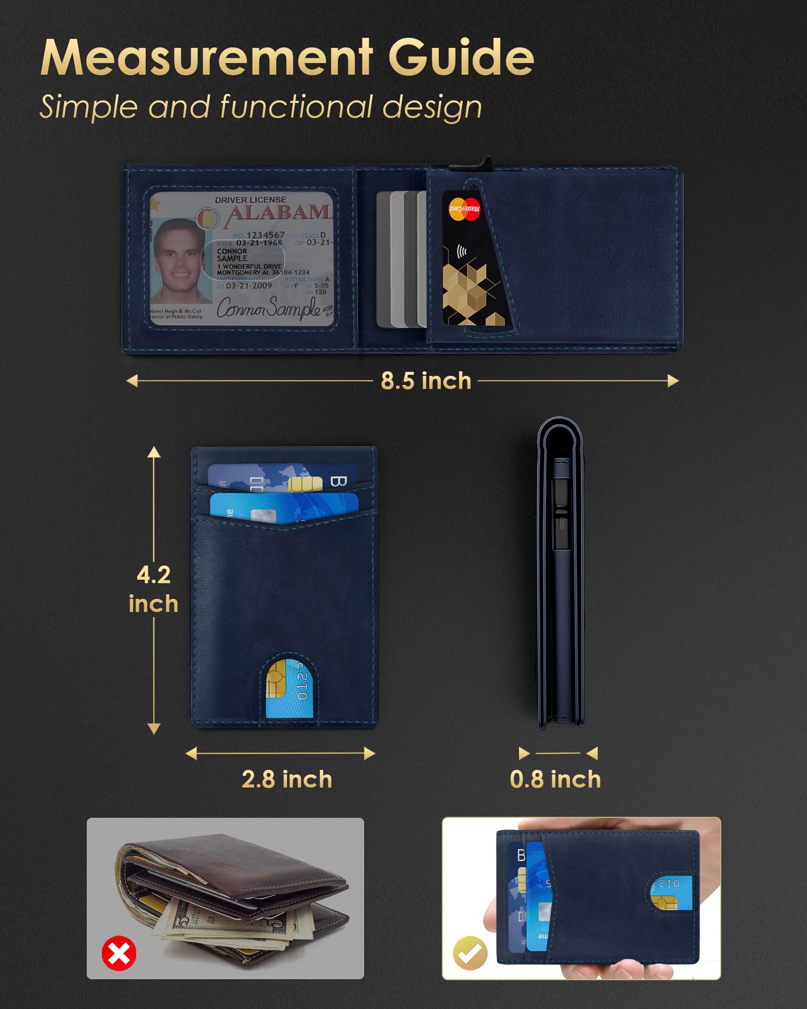 2026 Wallet for Men - RFID Blocking [Functional & Practical] Bifold Slim Minimalist Credit Card Holder Pop Up Wallet Metal Case with Cash Slot, Front Pocket with ID Window, Gift Boxed (Carbon Fiber)