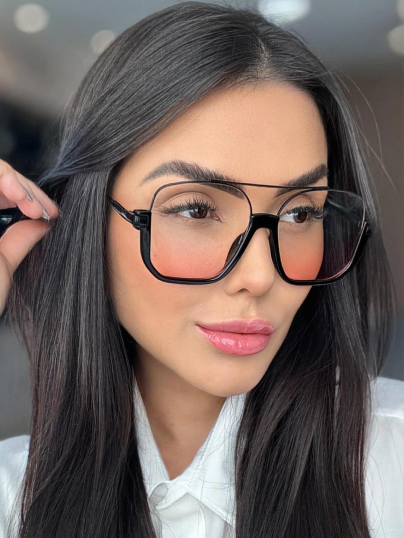 GUVIVI Retro Oversized Aviator Sunglasses for Women Men Square Double Bridge Pilot Sun Glasses 70s Trendy Shades